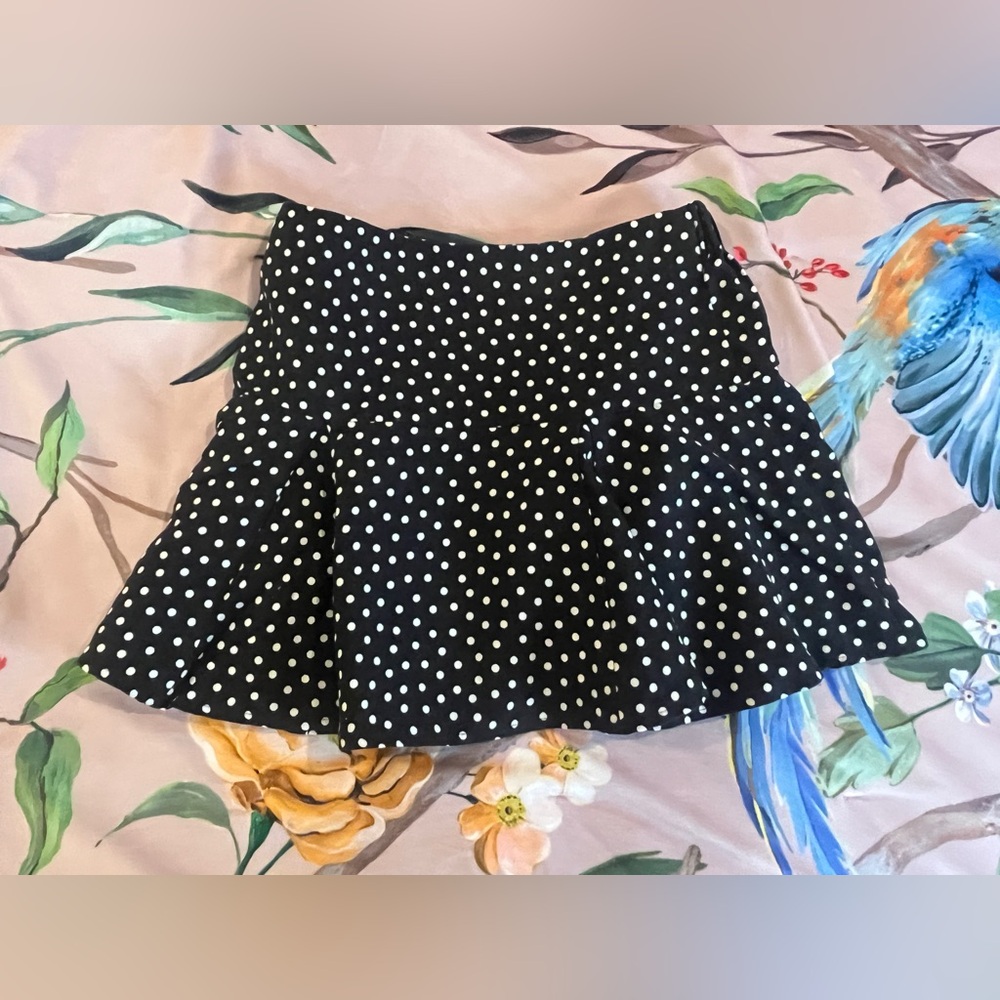 ZARA Black Polka Dot Mini Skirt Kids Size M High Waisted NWT